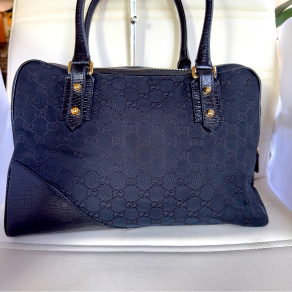 Gucci Black Horsebit GG web Canvas Boston  Bag - Picture 2 of 14